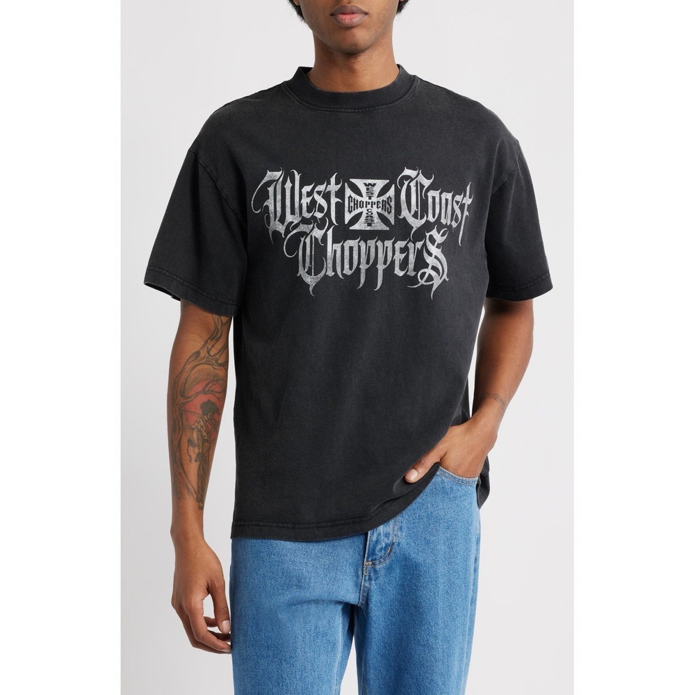 West Coast Choppers Size Medium Graphic T-Shirt Washed Black 100% Cotton